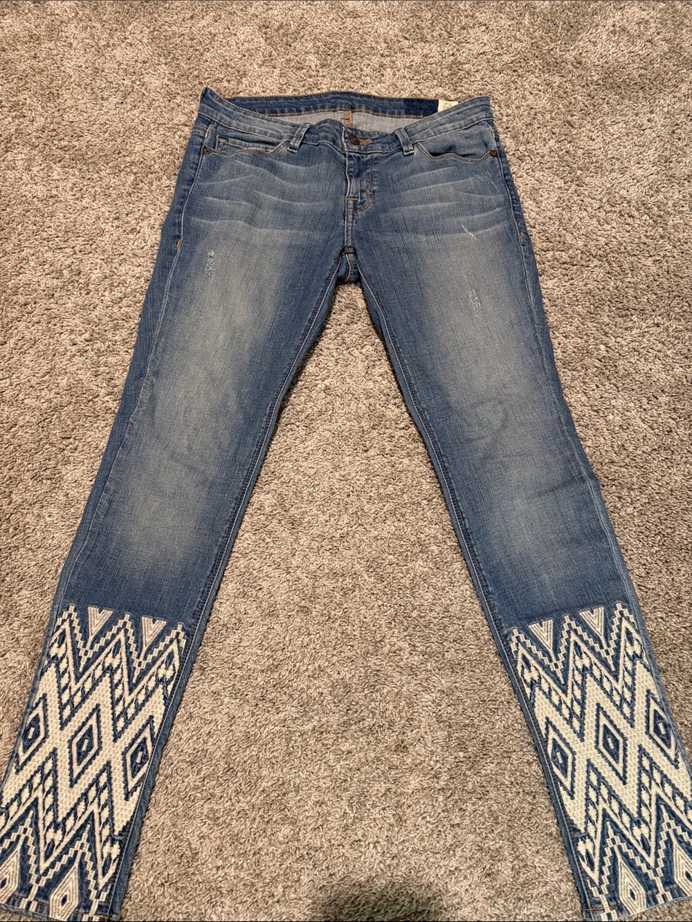 Artisan De Luxe Skinny Jeans with Aztec Hem Detail